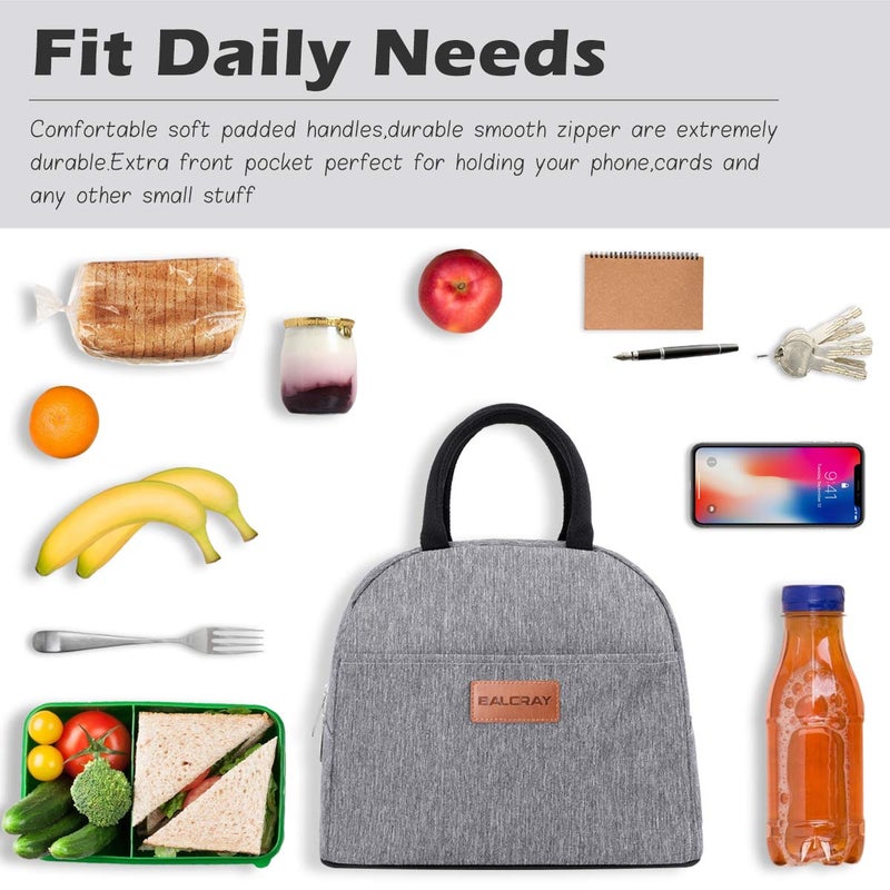 BALORAY Lunch Bag for Women Men Insulated Lunch Box for Adult Reusable Lunch Tote Bag for Work, Picnic or Travel (Grey) - Image 5